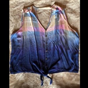 Aeropostale Flannel Print Knot Top